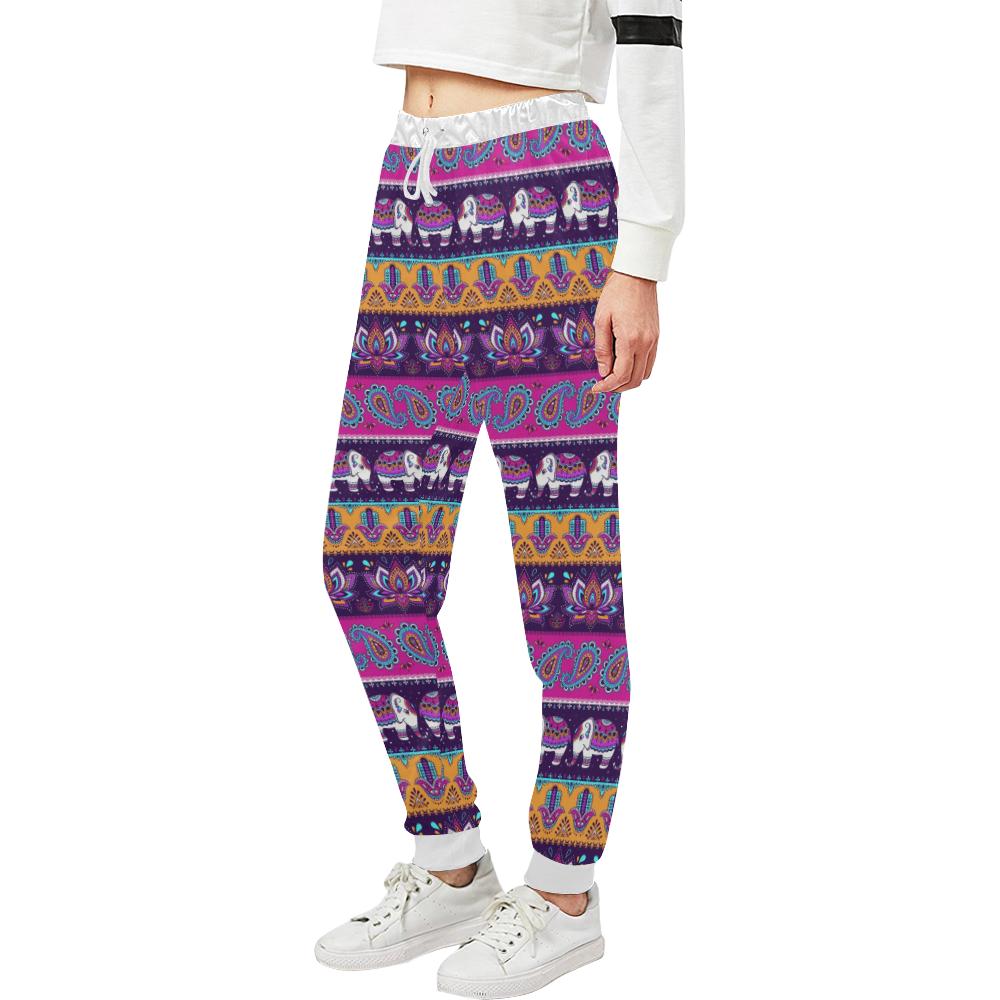 Boho Indian Style Pattern Unisex Casual Sweatpants (Model L11)-JTAMIGO.COM