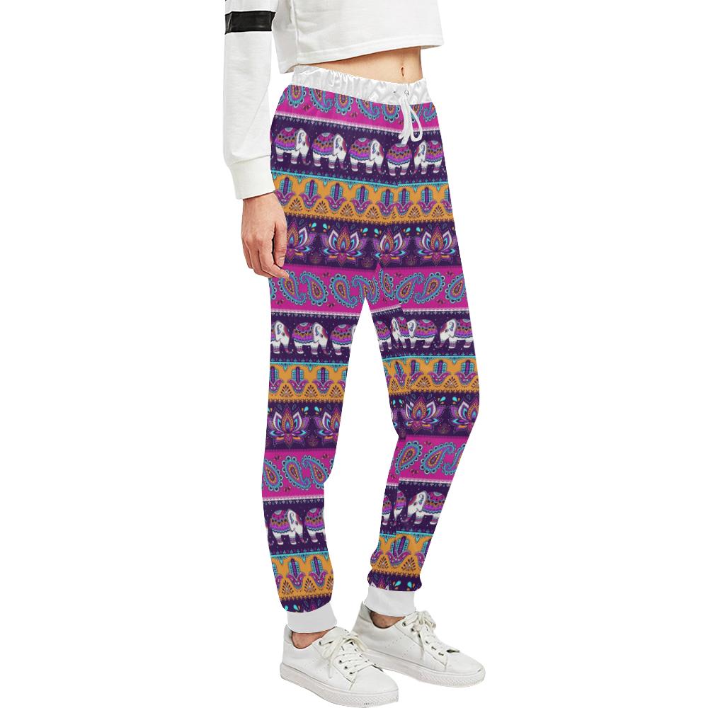 Boho Indian Style Pattern Unisex Casual Sweatpants (Model L11)-JTAMIGO.COM