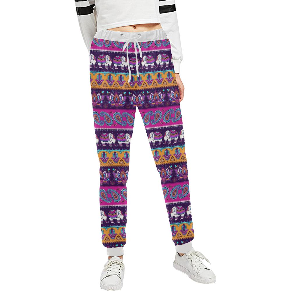 Boho Indian Style Pattern Unisex Casual Sweatpants (Model L11)-JTAMIGO.COM