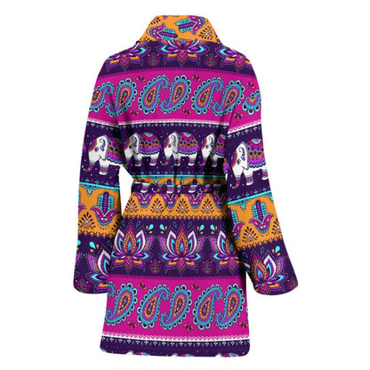 Boho Indian Style Pattern Women Bath Robe-JTAMIGO.COM