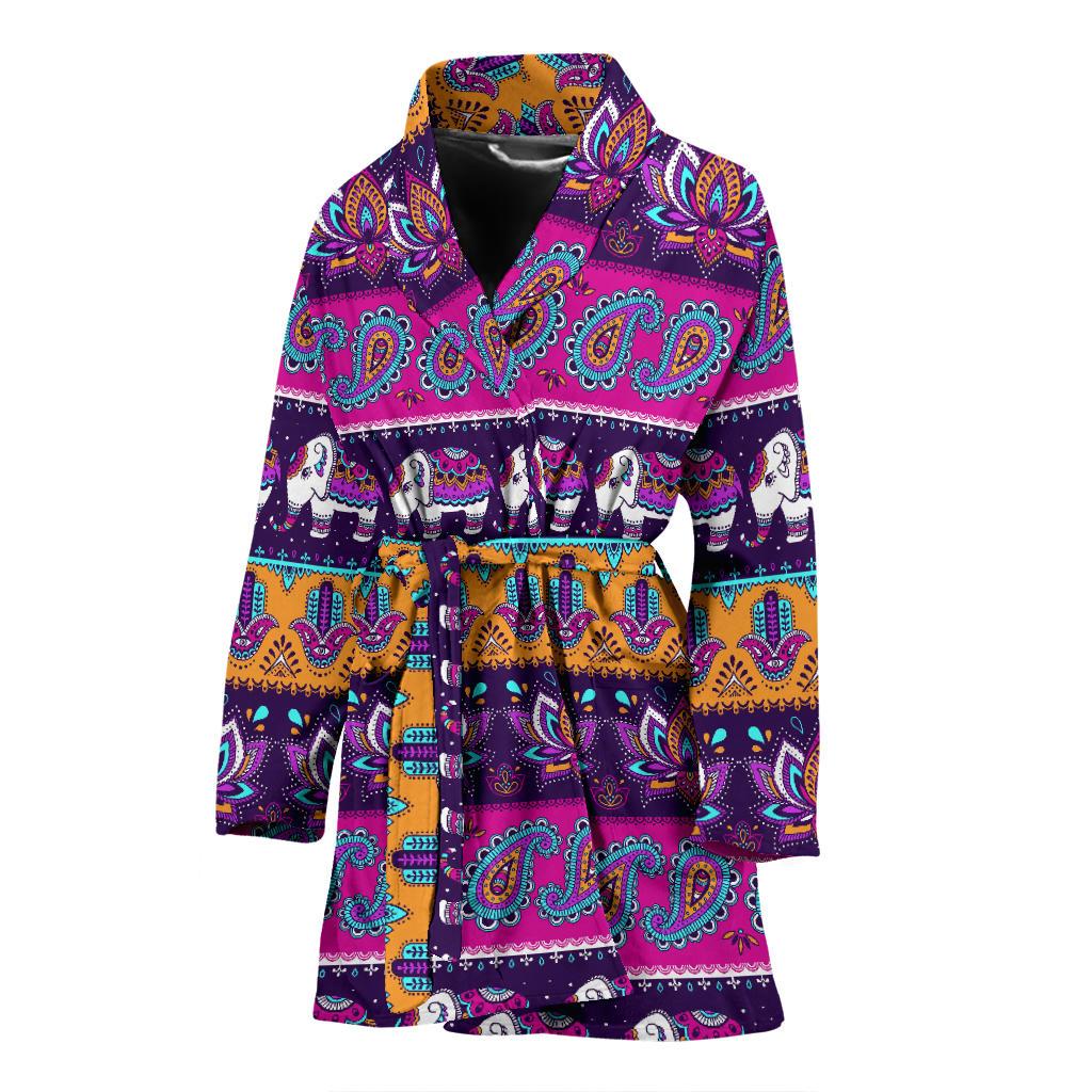 Boho Indian Style Pattern Women Bath Robe-JTAMIGO.COM