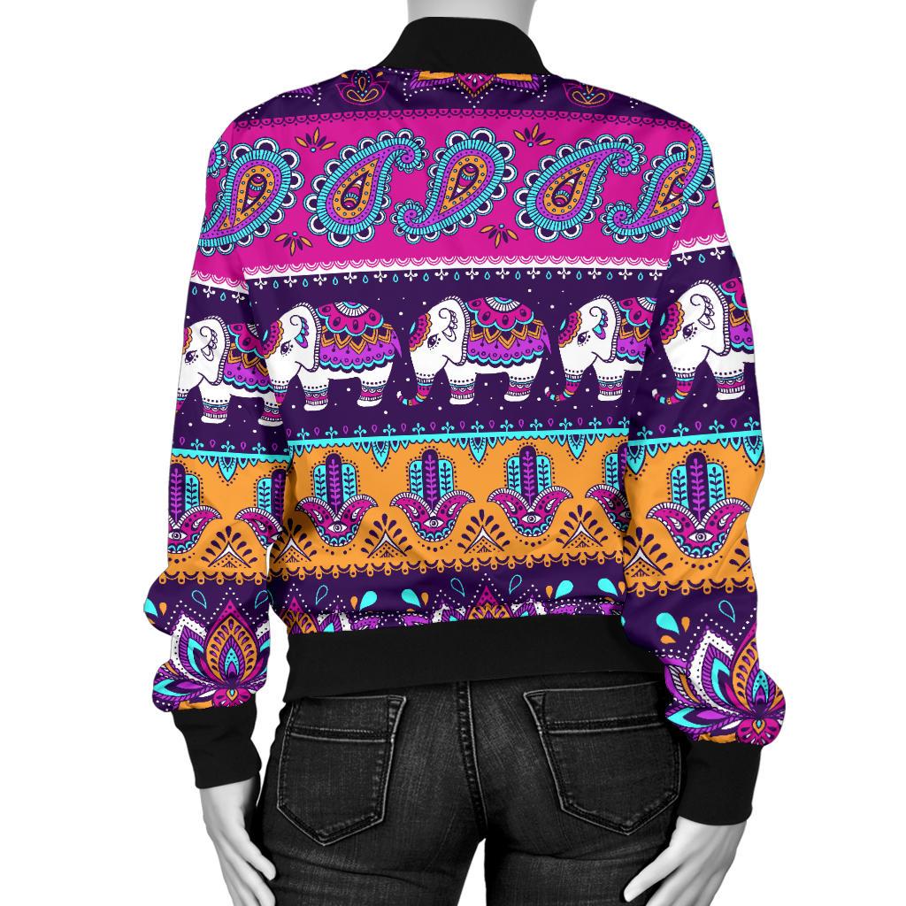 Boho Indian Style Pattern Women Casual Bomber Jacket