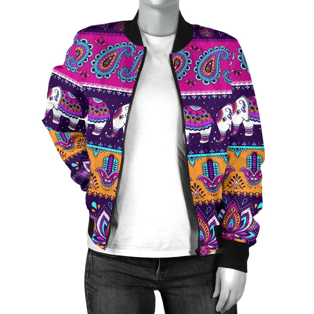 Boho Indian Style Pattern Women Casual Bomber Jacket