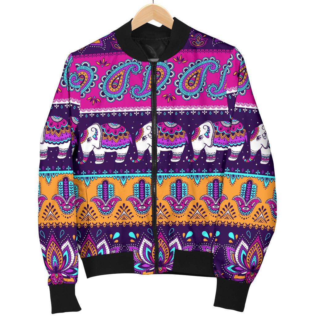 Boho Indian Style Pattern Women Casual Bomber Jacket