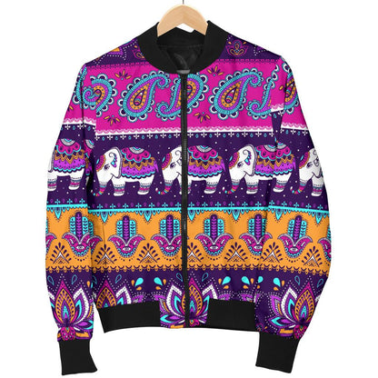 Boho Indian Style Pattern Women Casual Bomber Jacket