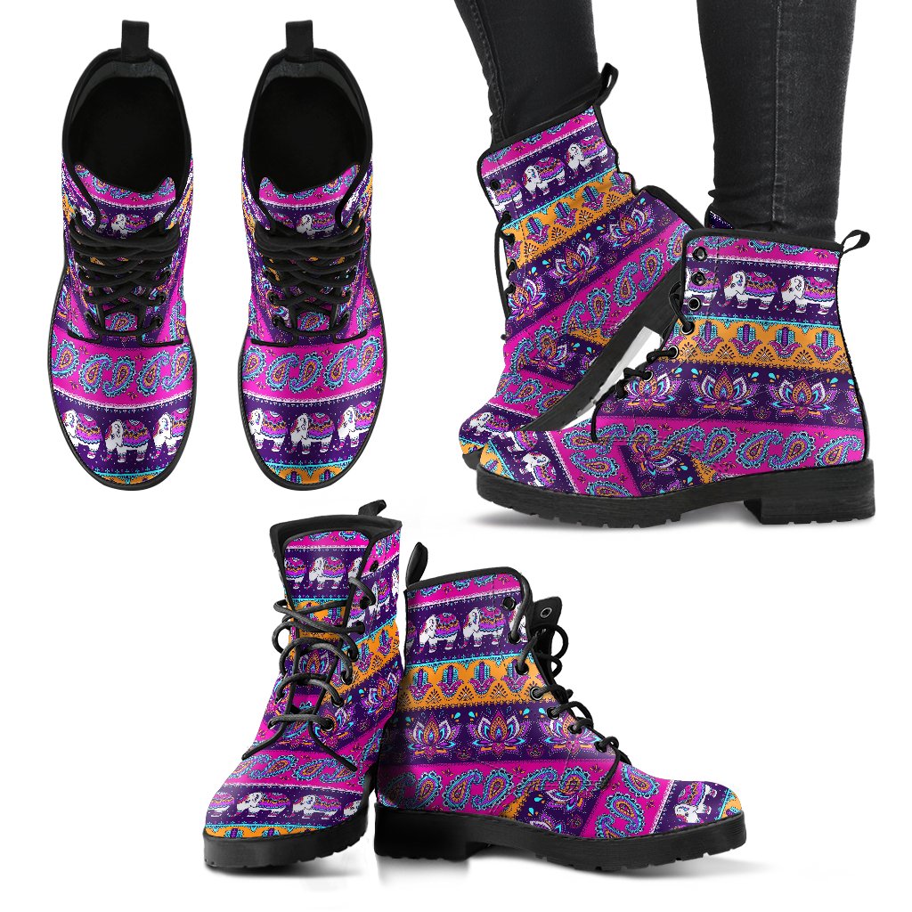 Boho Indian Style Pattern Women Leather Boots-JTAMIGO.COM