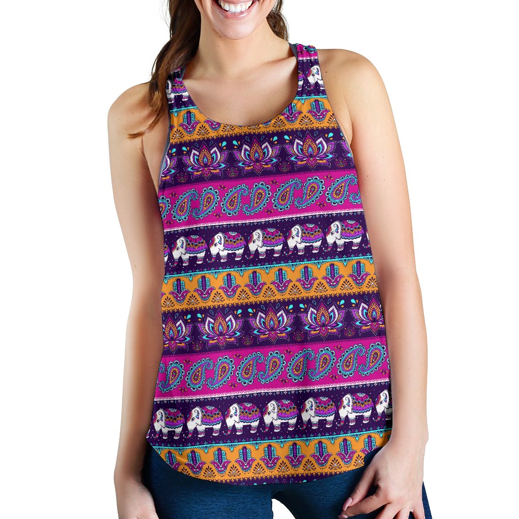 Boho Indian Style Pattern Women Racerback Tank Top