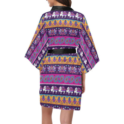 Boho Indian Style Pattern Women Short Kimono Robe