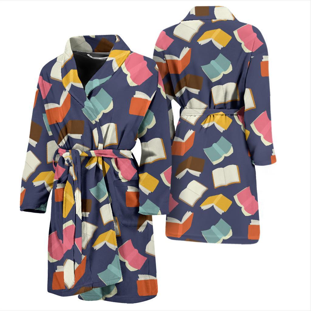 Book Pattern Print Design 01 Men Bathrobe-JORJUNE.COM