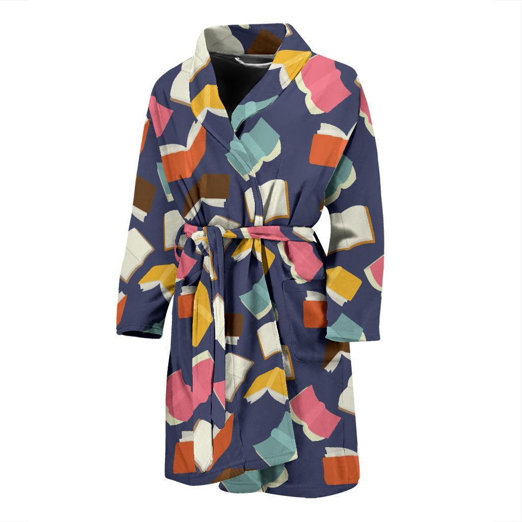 Book Pattern Print Design 01 Men Bathrobe-JORJUNE.COM