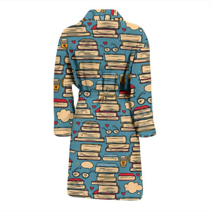 Book Pattern Print Design 03 Men Bathrobe-JORJUNE.COM