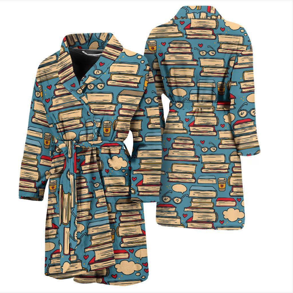 Book Pattern Print Design 03 Men Bathrobe-JORJUNE.COM