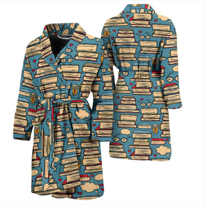 Book Pattern Print Design 03 Men Bathrobe-JORJUNE.COM