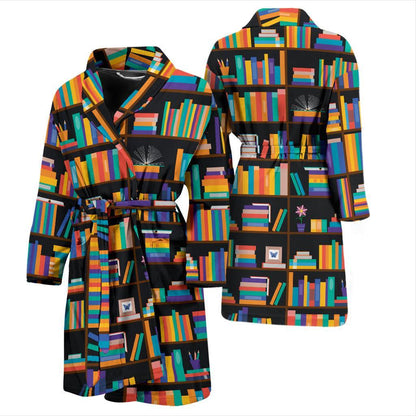 Book Pattern Print Design 05 Men Bathrobe-JORJUNE.COM