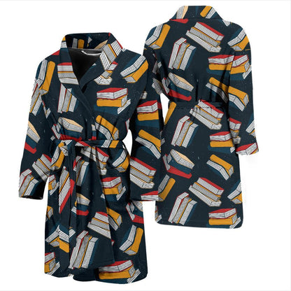 Book Pattern Print Design 07 Men Bathrobe-JORJUNE.COM
