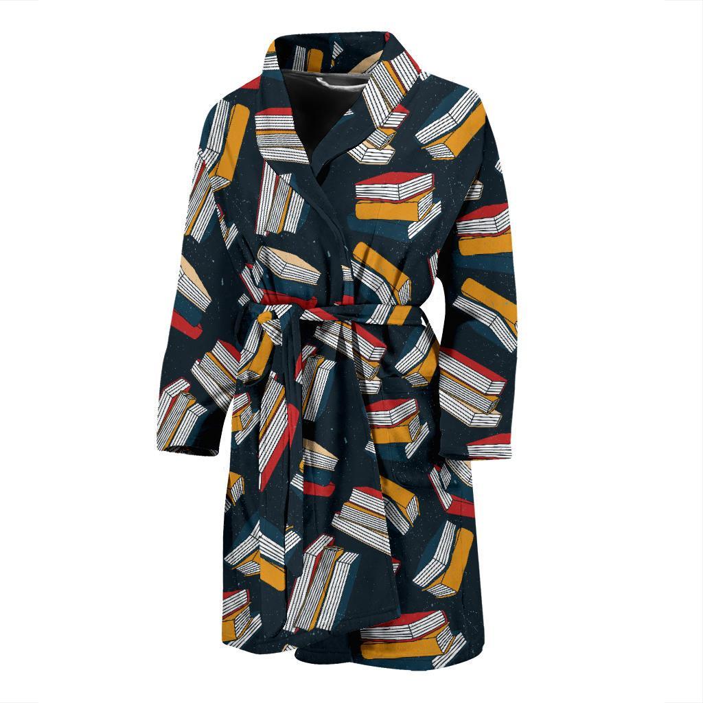Book Pattern Print Design 07 Men Bathrobe-JORJUNE.COM