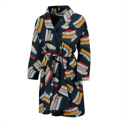 Book Pattern Print Design 07 Men Bathrobe-JORJUNE.COM