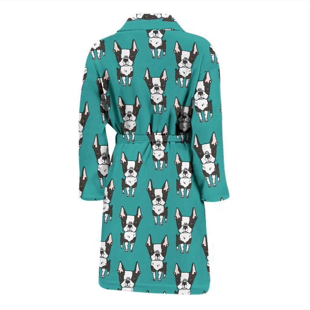 Boston Terrier Pattern Print Design 04 Men Bathrobe-JORJUNE.COM