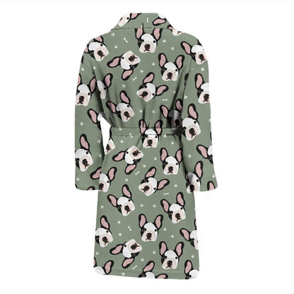 Boston Terrier Pattern Print Design 05 Men Bathrobe-JORJUNE.COM