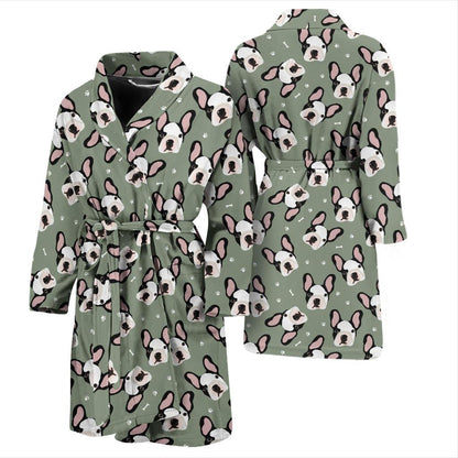 Boston Terrier Pattern Print Design 05 Men Bathrobe-JORJUNE.COM