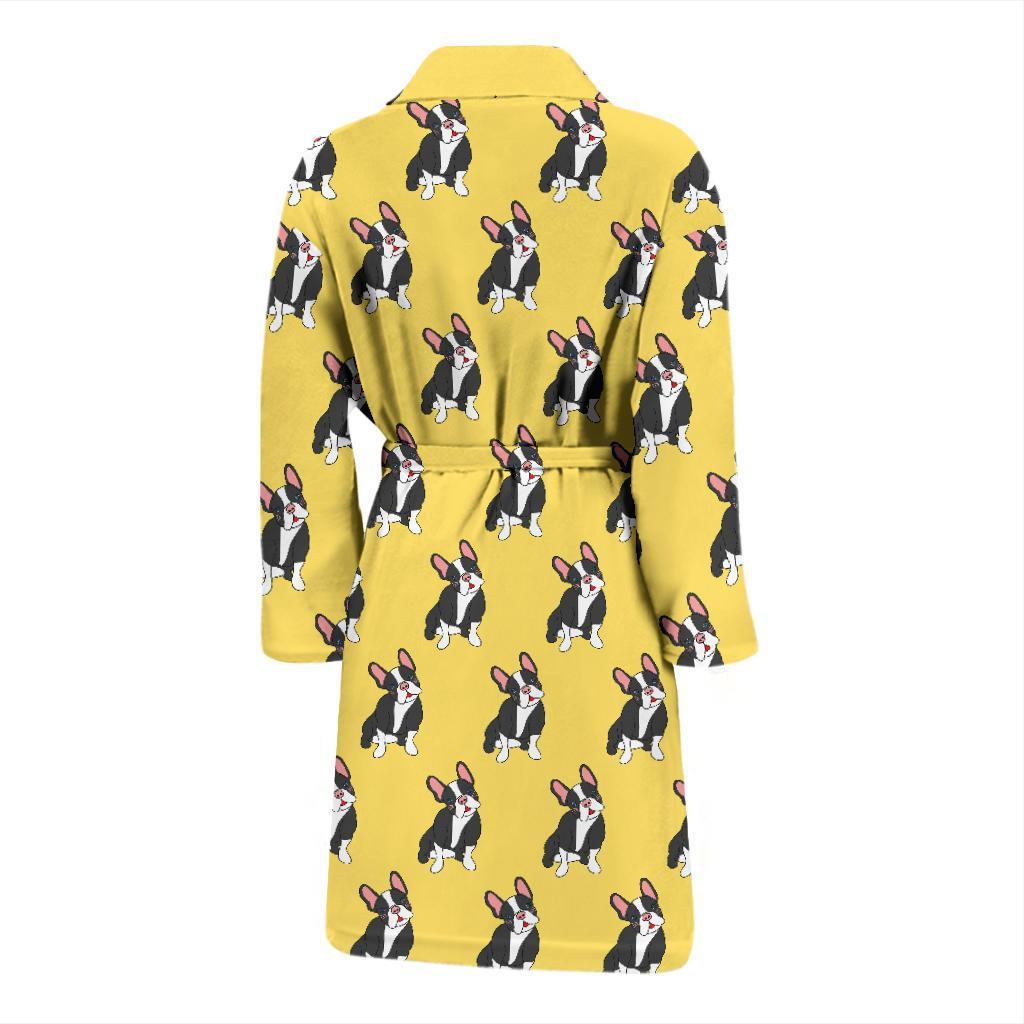 Boston Terrier Pattern Print Design 06 Men Bathrobe-JORJUNE.COM
