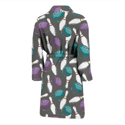 Bowling Pattern Print Design 03 Men Bathrobe-JORJUNE.COM