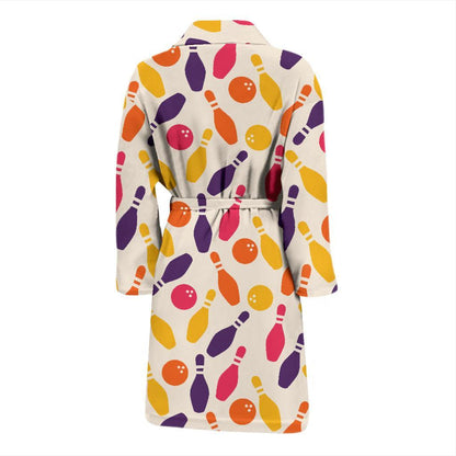 Bowling Pattern Print Design 06 Men Bathrobe-JORJUNE.COM