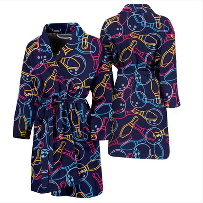 Bowling Pattern Print Design 07 Men Bathrobe-JORJUNE.COM