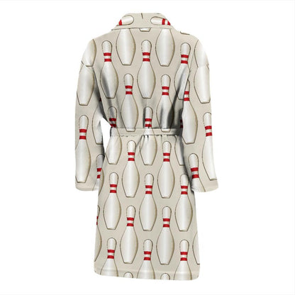 Bowling Pin Pattern Print Design 01 Men Bathrobe-JORJUNE.COM