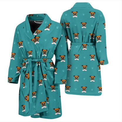 Boxers Pattern Print Design 03 Men Bathrobe-JORJUNE.COM