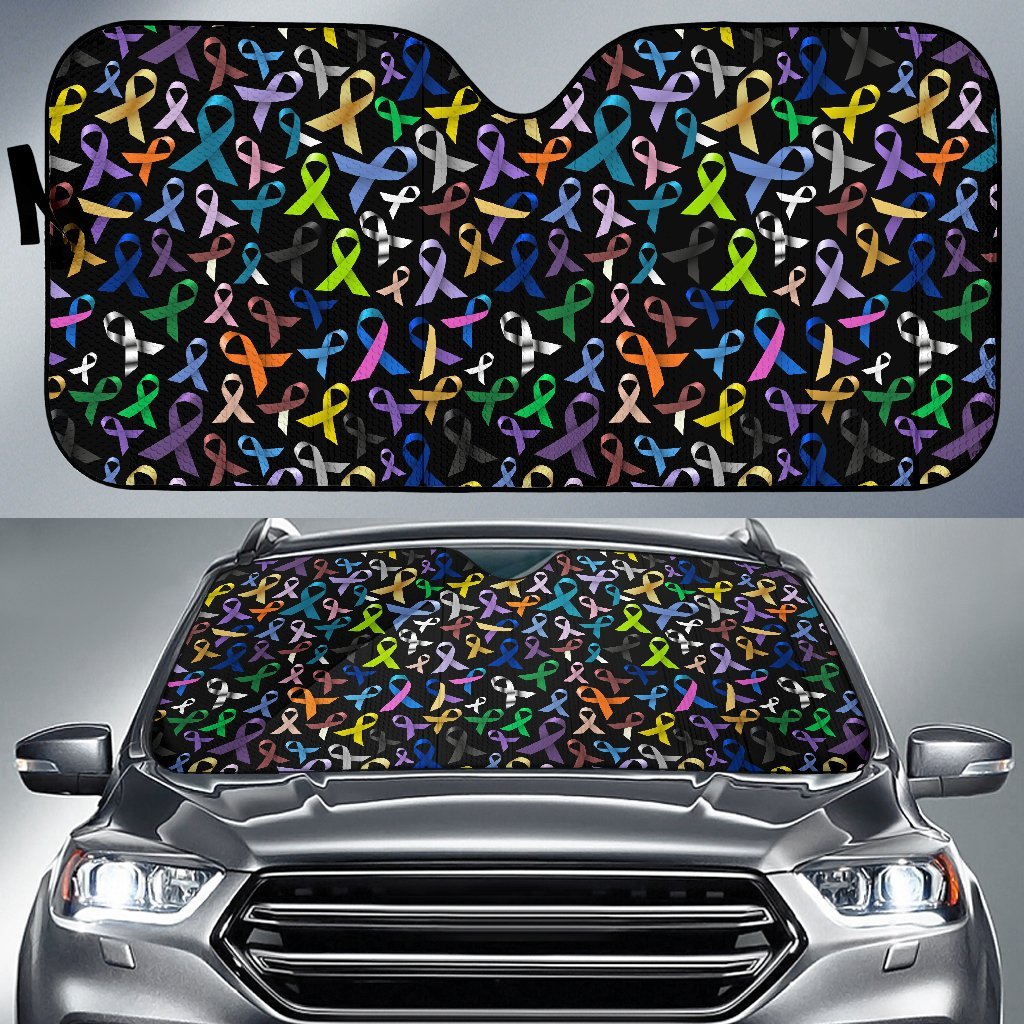 Breast Cancer Awareness Colorful Print Car Sun Shade For Windshield