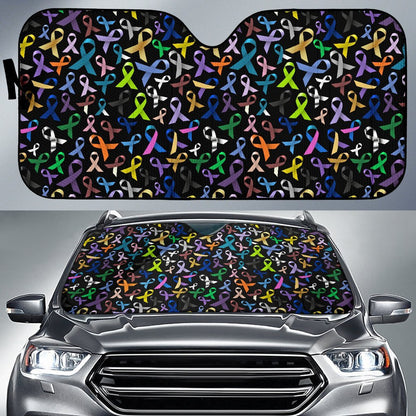 Breast Cancer Awareness Colorful Print Car Sun Shade For Windshield