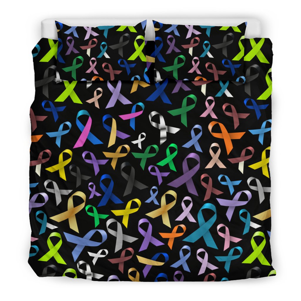 Breast Cancer Awareness Colorful Print Duvet Cover Bedding Set