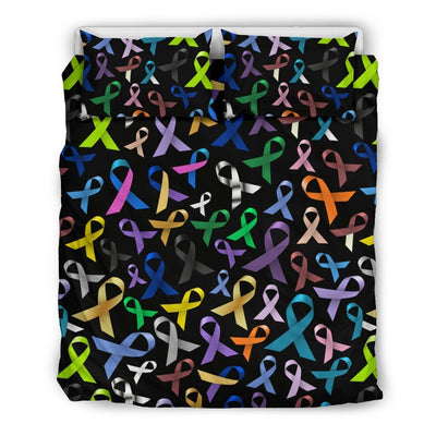 Breast Cancer Awareness Colorful Print Duvet Cover Bedding Set