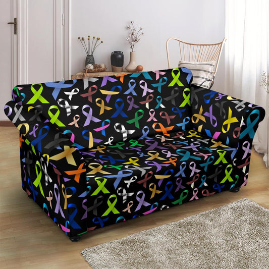 Breast Cancer Awareness Colorful Print Loveseat Slipcover-JTAMIGO.COM