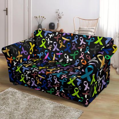 Breast Cancer Awareness Colorful Print Loveseat Slipcover-JTAMIGO.COM
