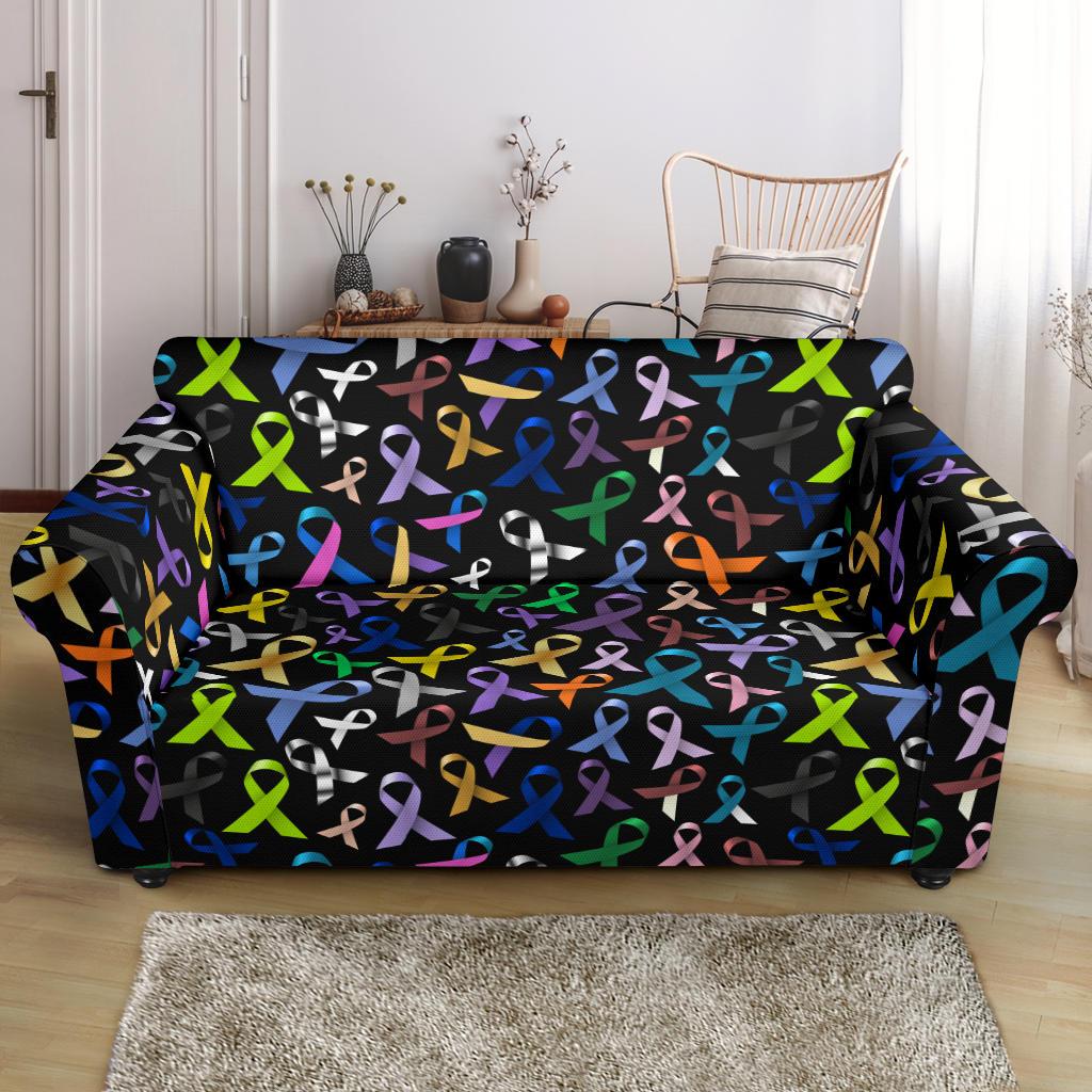Breast Cancer Awareness Colorful Print Loveseat Slipcover-JTAMIGO.COM