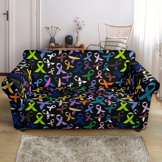Breast Cancer Awareness Colorful Print Loveseat Slipcover-JTAMIGO.COM