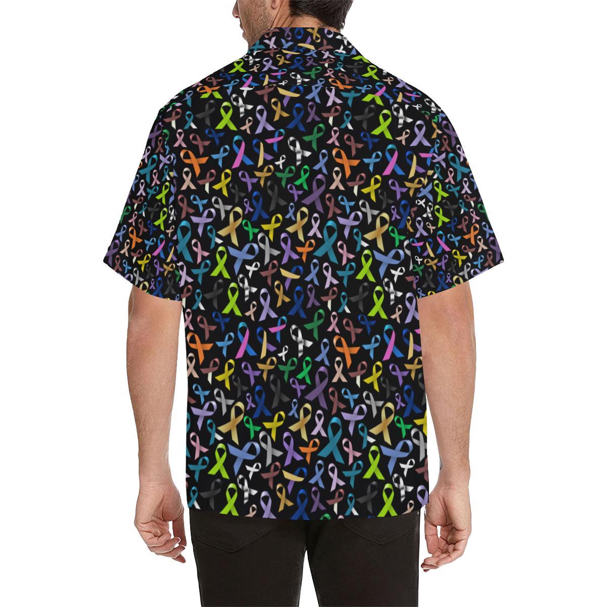 Breast Cancer Awareness Colorful Print Men Aloha Hawaiian Shirt