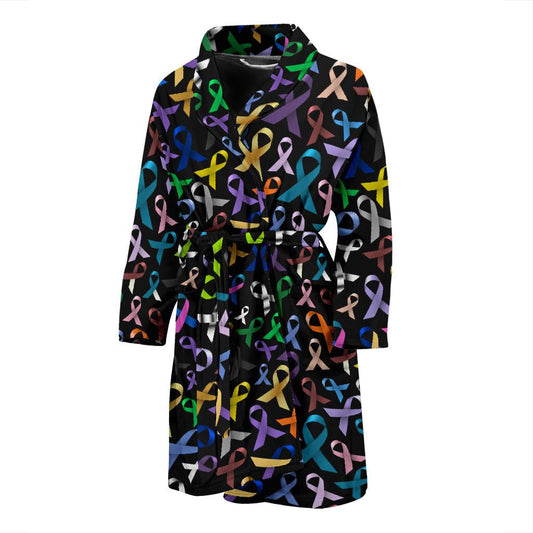 Breast Cancer Awareness Colorful Print Men Bath Robe-JTAMIGO.COM