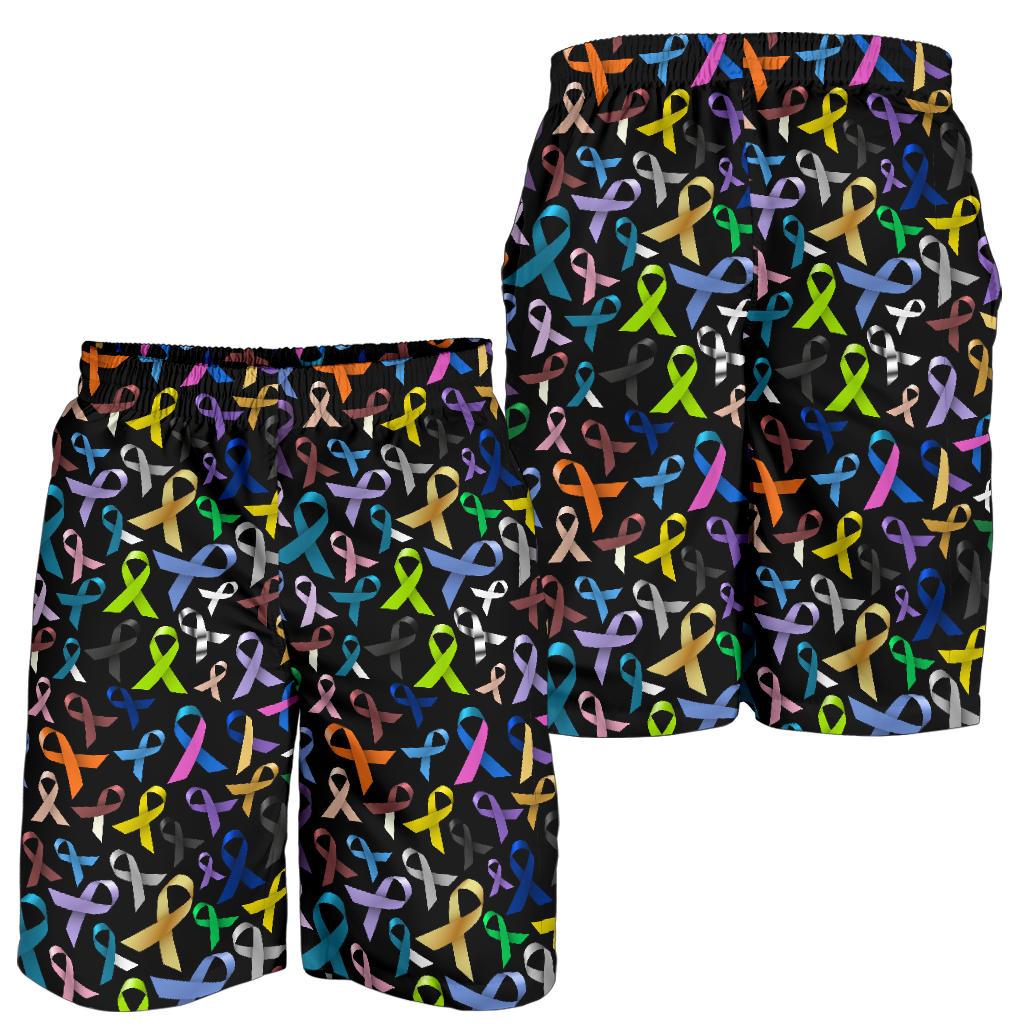 Breast Cancer Awareness Colorful Print Mens Shorts-JTAMIGO.COM