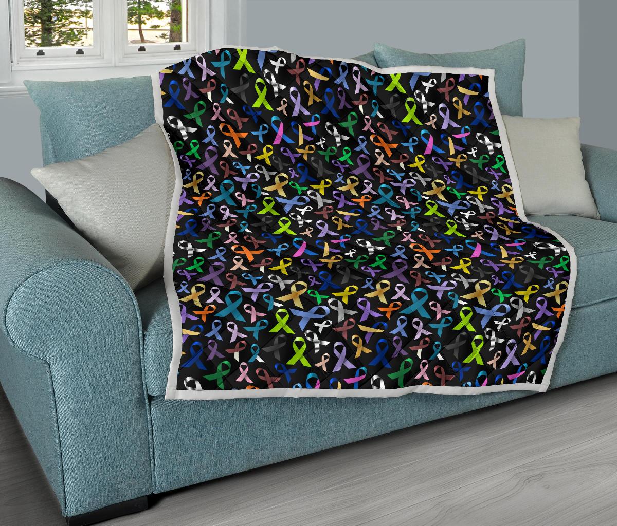 Breast Cancer Awareness Colorful Print Premium Quilt-JTAMIGO.COM