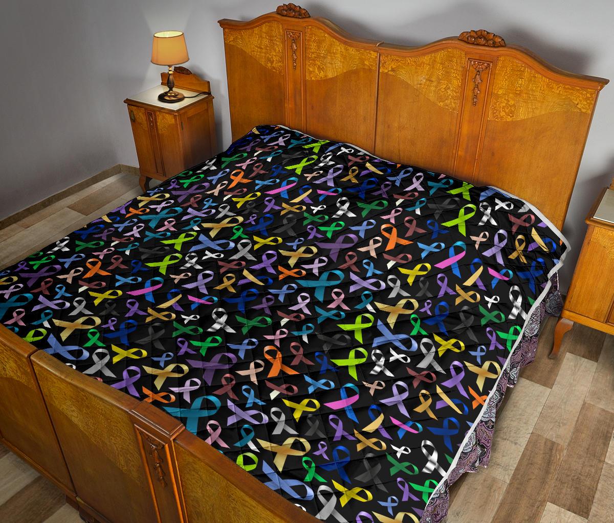 Breast Cancer Awareness Colorful Print Premium Quilt-JTAMIGO.COM