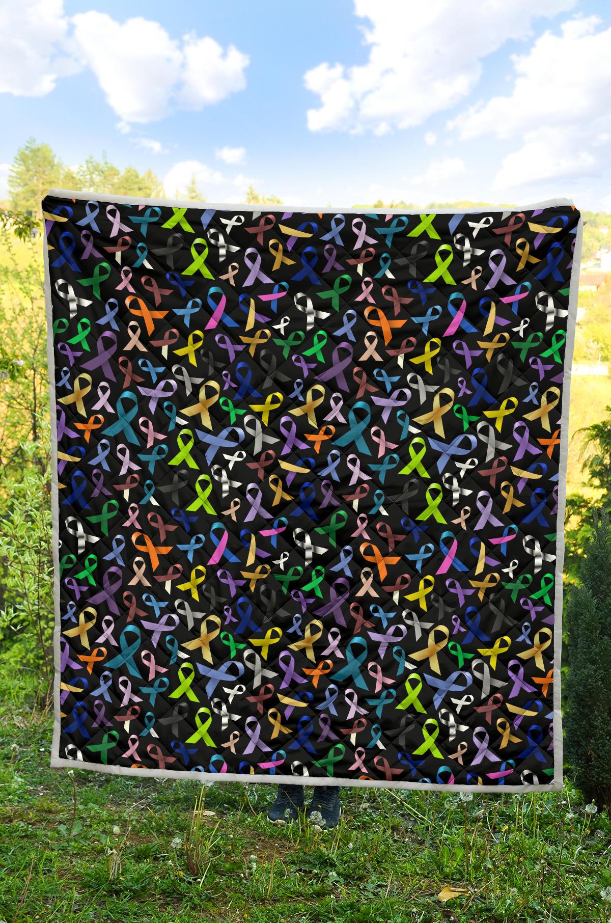 Breast Cancer Awareness Colorful Print Premium Quilt-JTAMIGO.COM