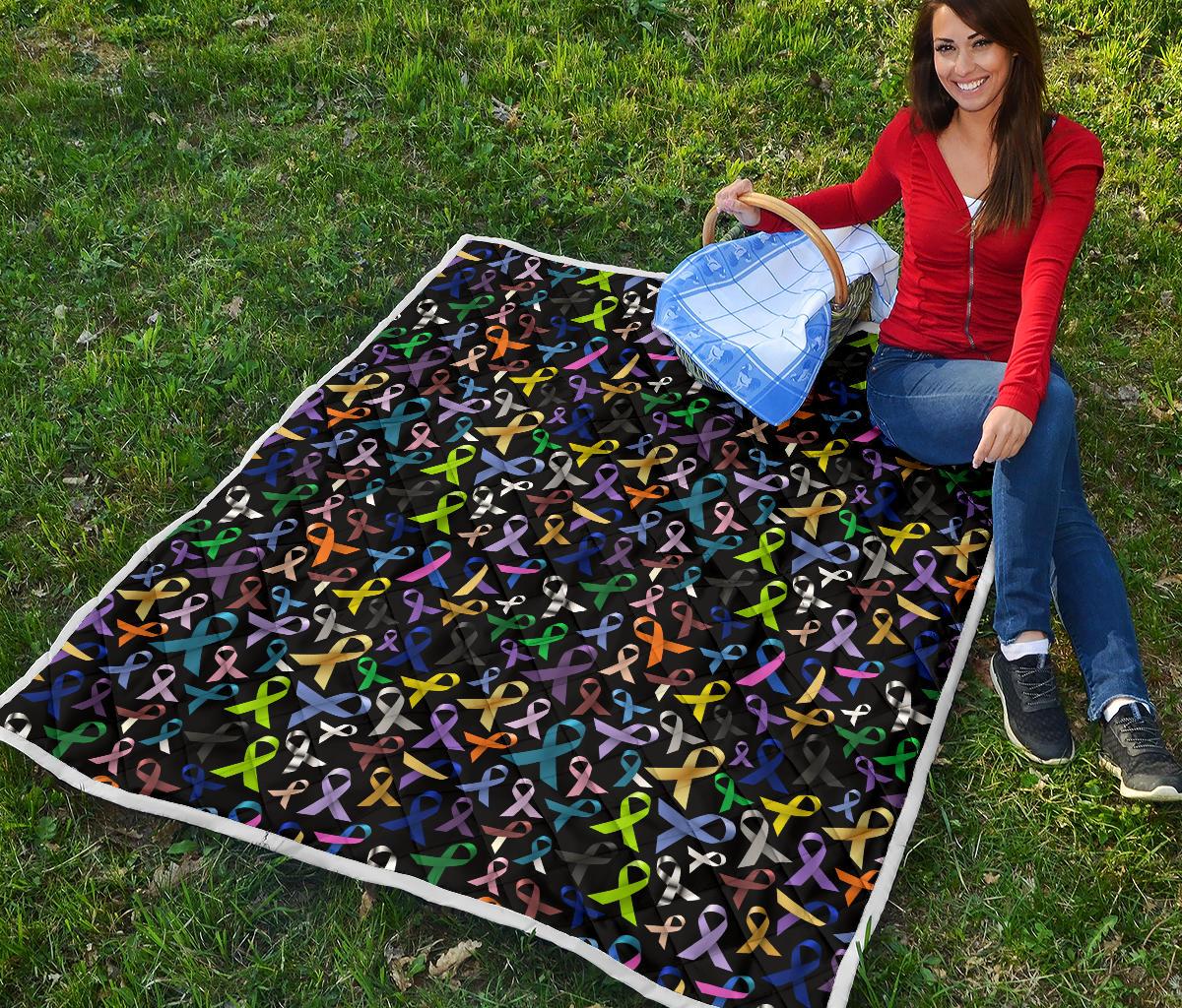 Breast Cancer Awareness Colorful Print Premium Quilt-JTAMIGO.COM