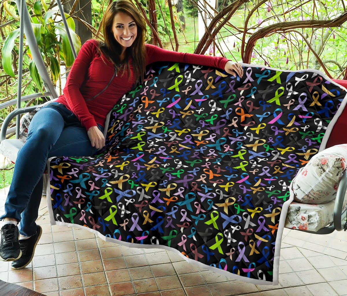 Breast Cancer Awareness Colorful Print Premium Quilt-JTAMIGO.COM