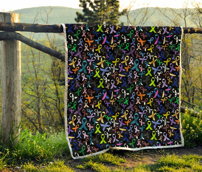 Breast Cancer Awareness Colorful Print Premium Quilt-JTAMIGO.COM