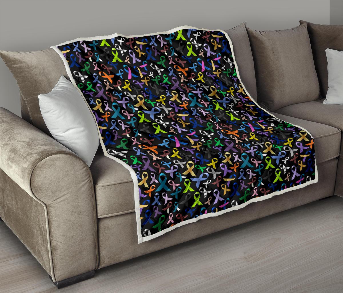 Breast Cancer Awareness Colorful Print Premium Quilt-JTAMIGO.COM