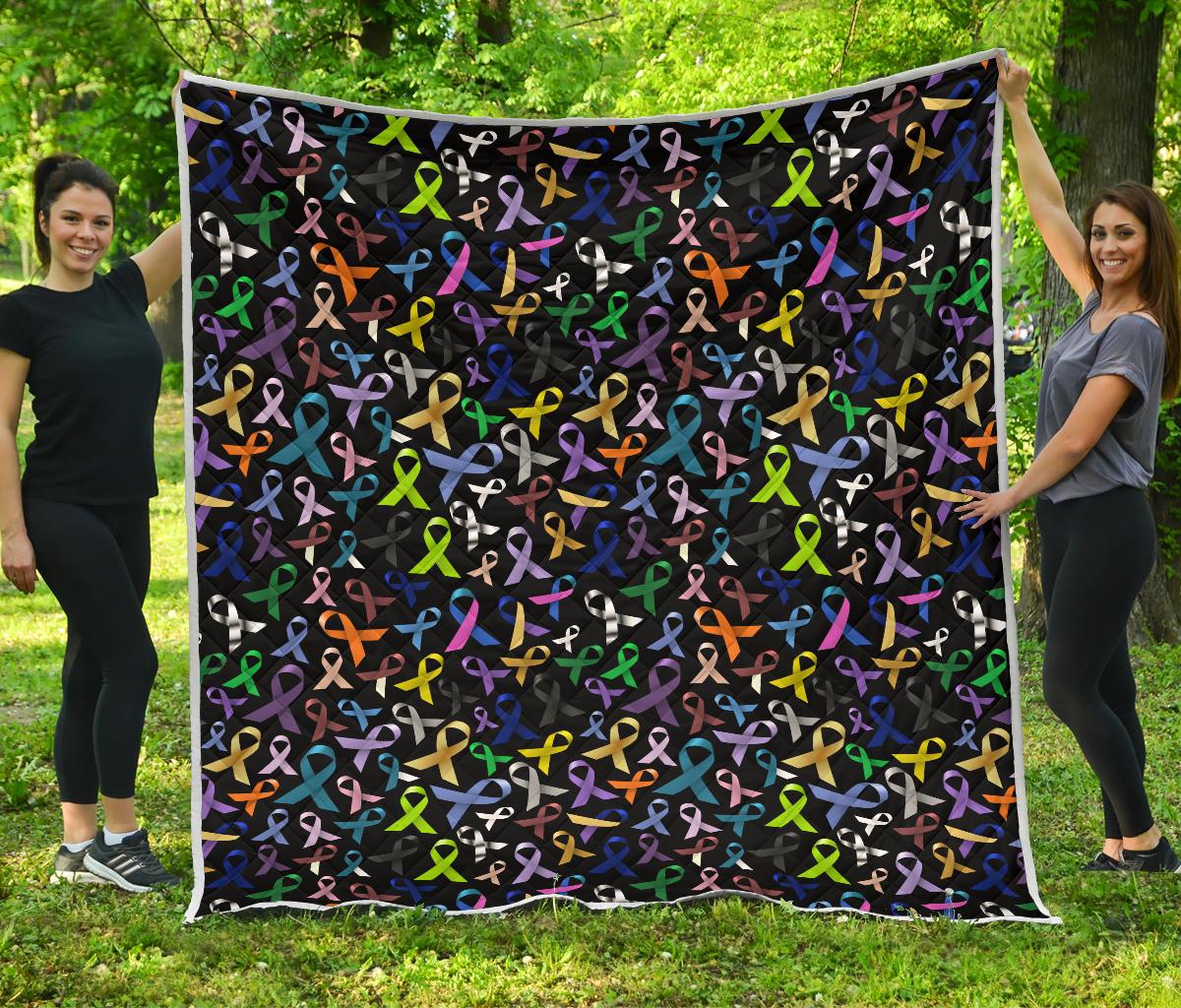 Breast Cancer Awareness Colorful Print Premium Quilt-JTAMIGO.COM