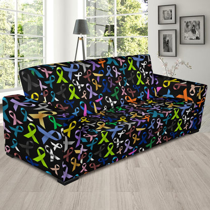 Breast Cancer Awareness Colorful Print Sofa Slipcover-JTAMIGO.COM